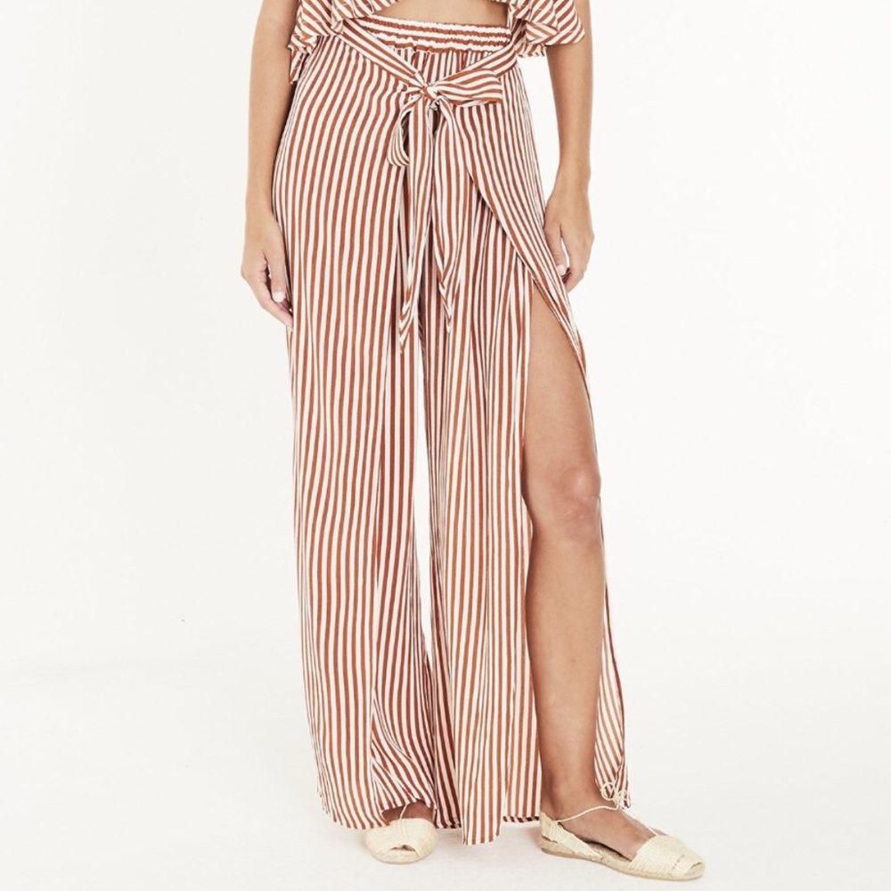 Faithfull the Brand Striped Pants with Slit